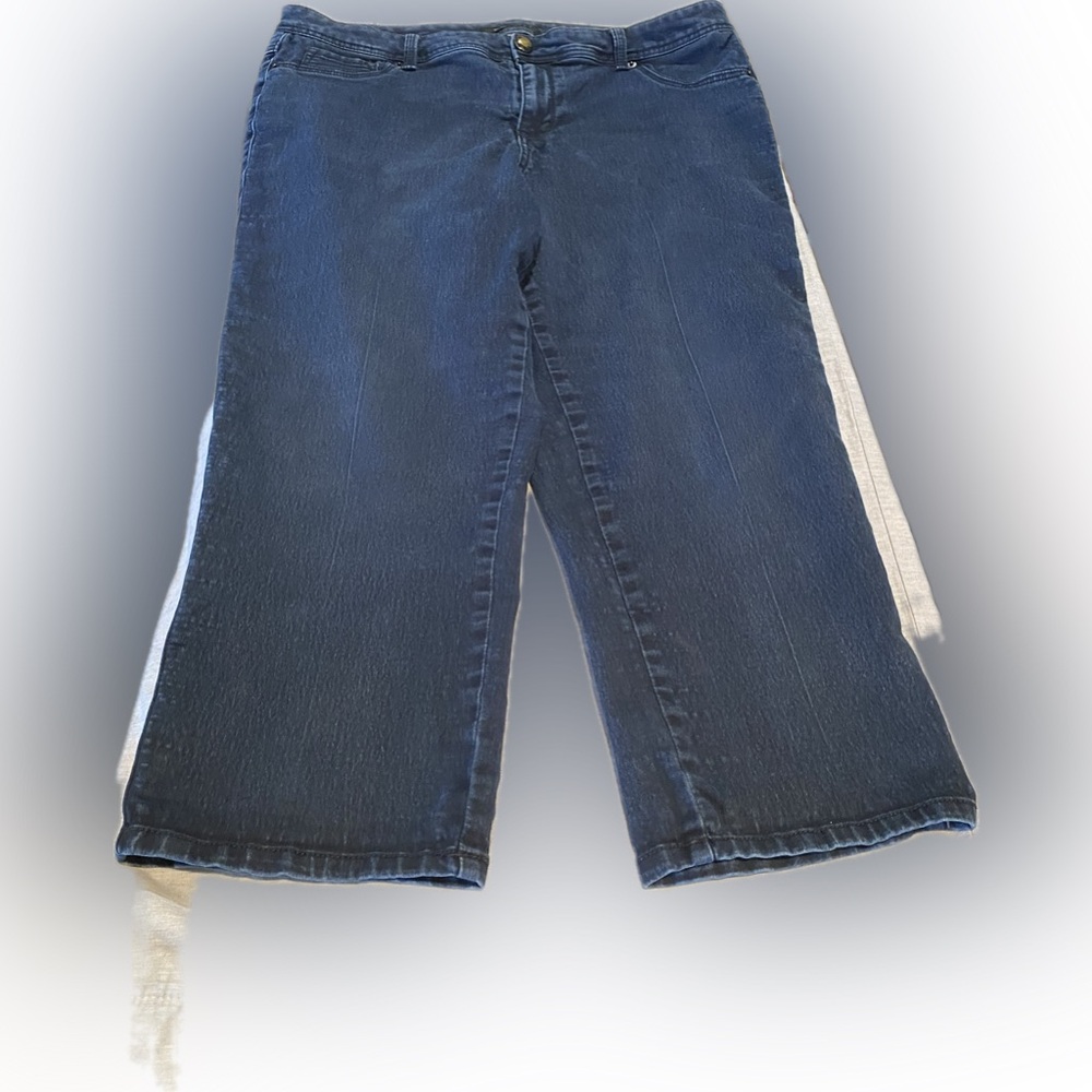 Roz & Ali Jeans Womens SIZE 16 Jeans Faux Front Pockets Dark Mid Rise Cropped